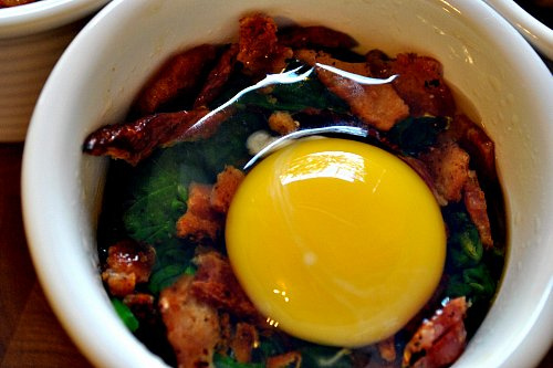 Baked Eggs with Bacon and Spinach