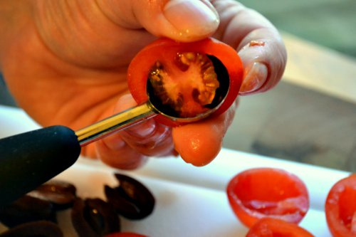 Cherry Tomatoes Stuffed with Marinated Feta