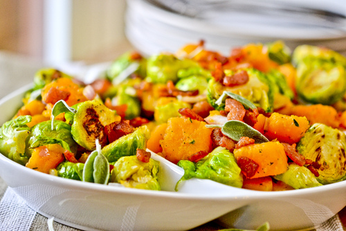 Brussels Sprouts & Butternut Squash with Bacon Vinaigrette 7