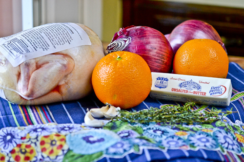 Garlic Butter-Rubbed Roast Chicken with Oranges & Red Onions 19