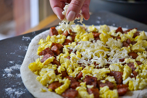 Smoked Sausage Breakfast Pizza-6