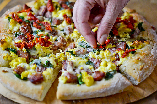 Smoked Sausage Breakfast Pizza-9