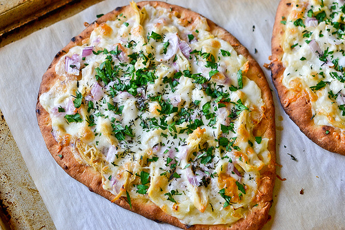 Roasted Garlic, Chicken & Herb Flatbread Pizza-13