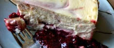 Cranberry Swirl Cheesecake with Cranberry-Raspberry Compote