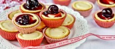 Mini Cheesecakes with Sweet Cherry Sauce