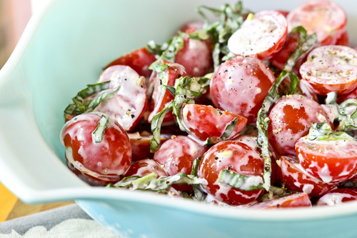 Tomato Salad with Buttermilk Basil Dressing 8